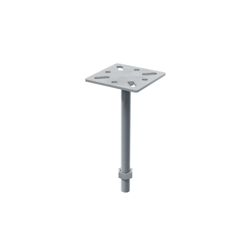 Support plat pour vis de fondation, 90x90 mm, vue détourée sur fond neutre
