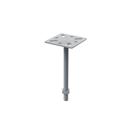 Support plat pour vis de fondation, 90x90 mm, vue détourée sur fond neutre