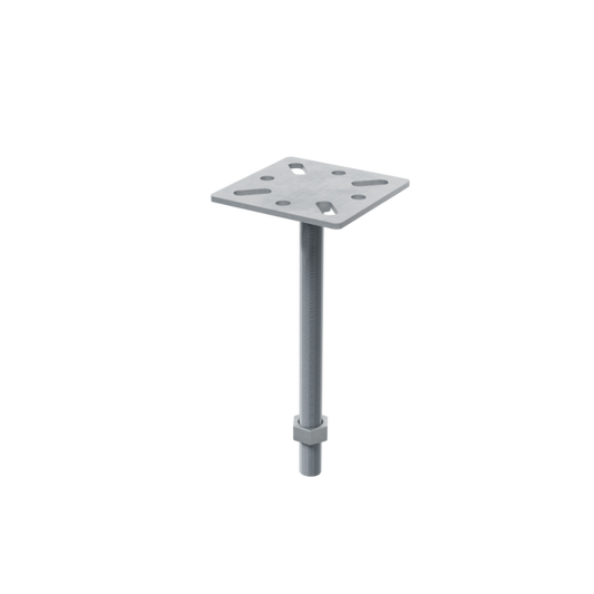 Support plat pour vis de fondation, 90x90 mm, vue détourée sur fond neutre